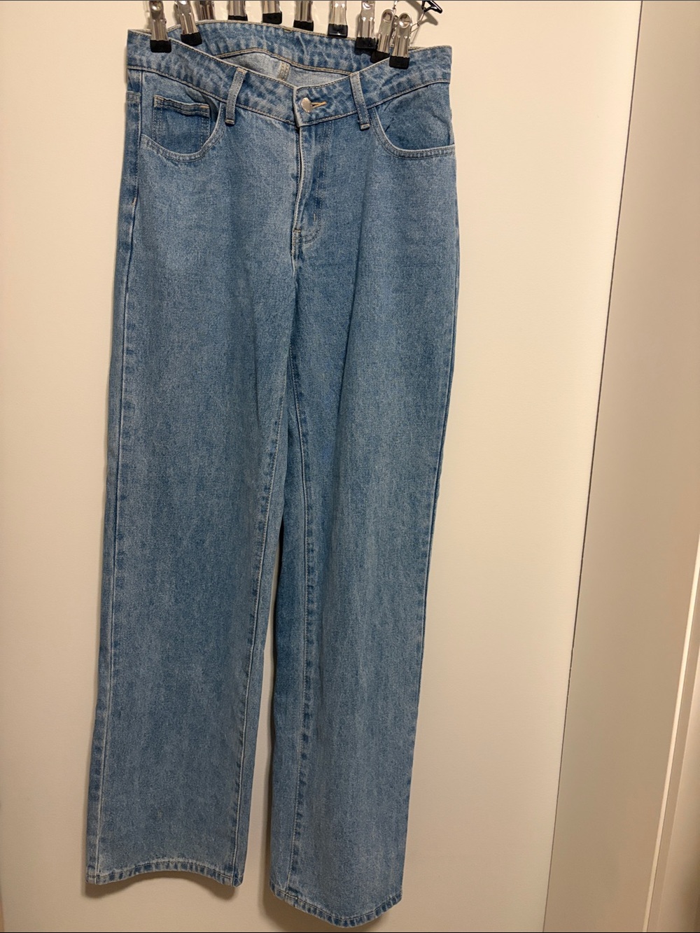 SHEIN Light Blue Straight Leg High-Rise Jeans